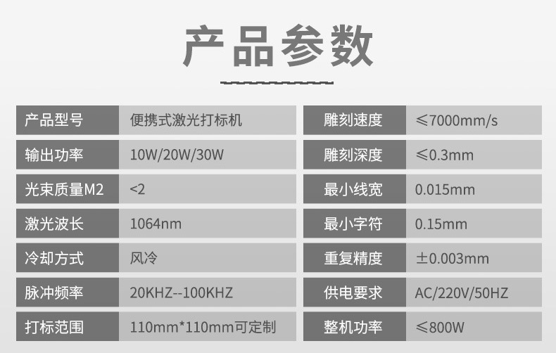 小型激光打碼機產(chǎn)品參數(shù)介紹